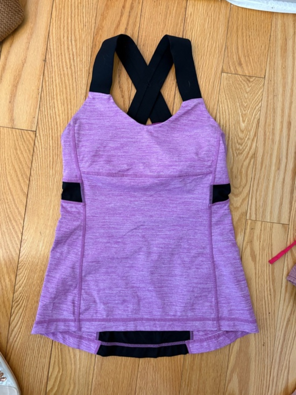 Lululemon Push Your Limits Tank Top Purple Heathered With Black Straps Size 4 - Picture 14 of 16